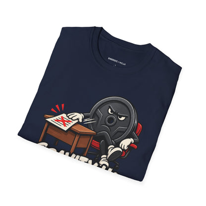 Graphic fitness T-shirt featuring the "Gravity Has Rejected My Counteroffer" design.