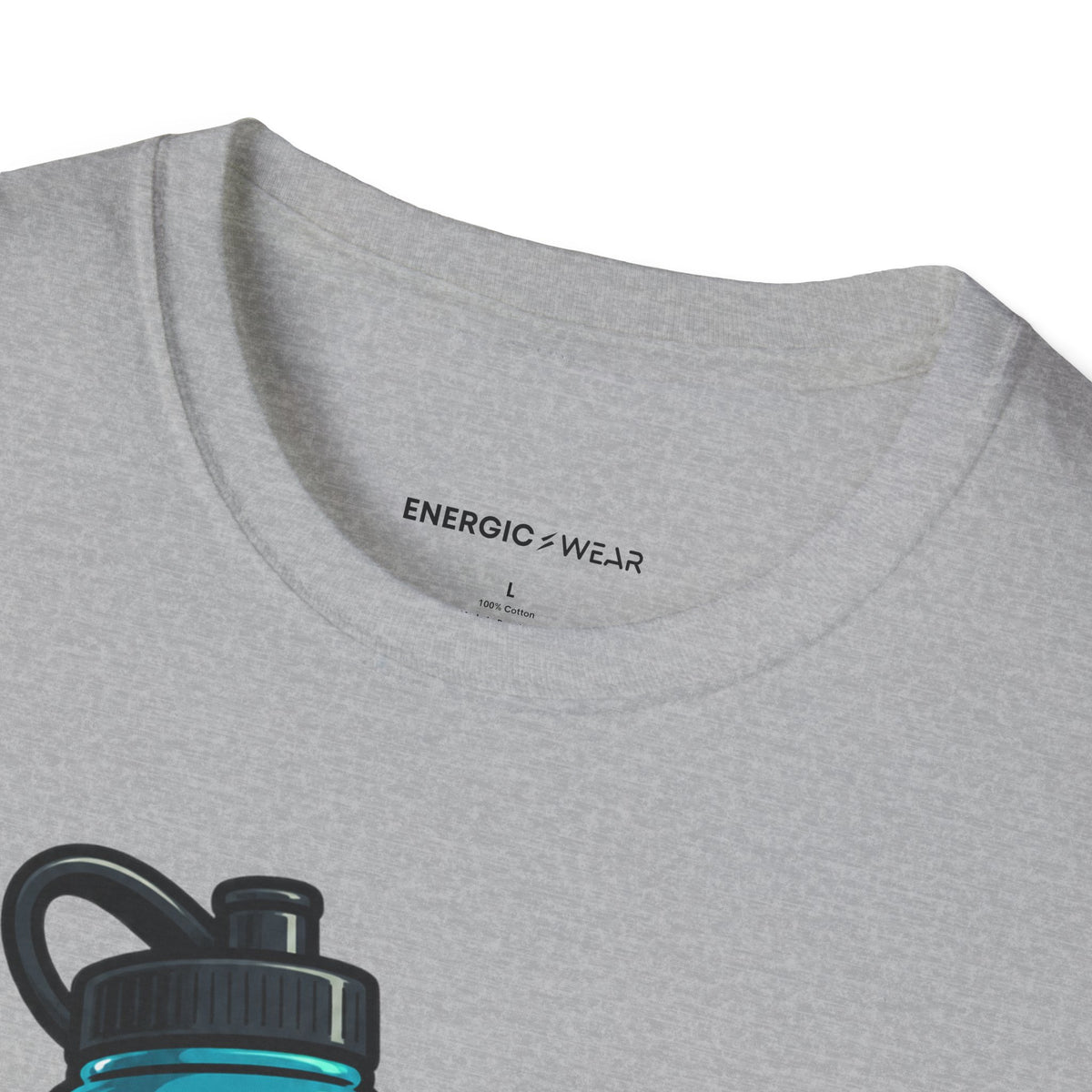 Graphic fitness T-shirt featuring the "My Water Bottle Is My Plus-One" design.