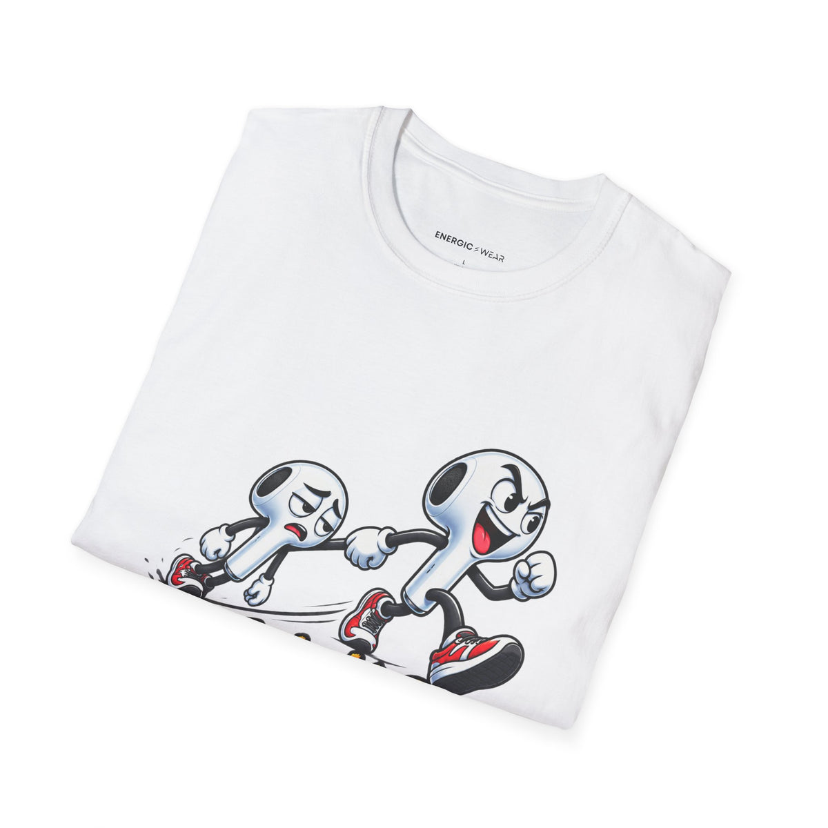 Graphic fitness T-shirt featuring the "One Earbud Is Doing All the Motivating" design.