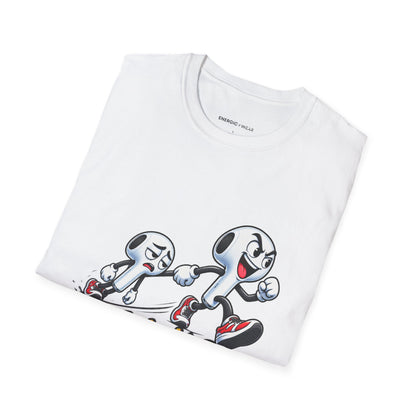 Graphic fitness T-shirt featuring the "One Earbud Is Doing All the Motivating" design.