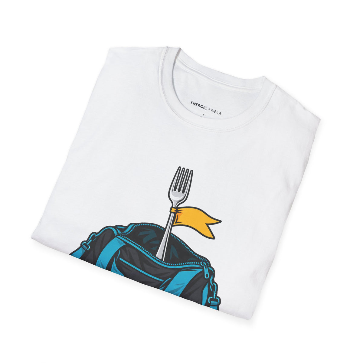 Graphic fitness T-shirt featuring the "Training Plan Bring a Fork" design.