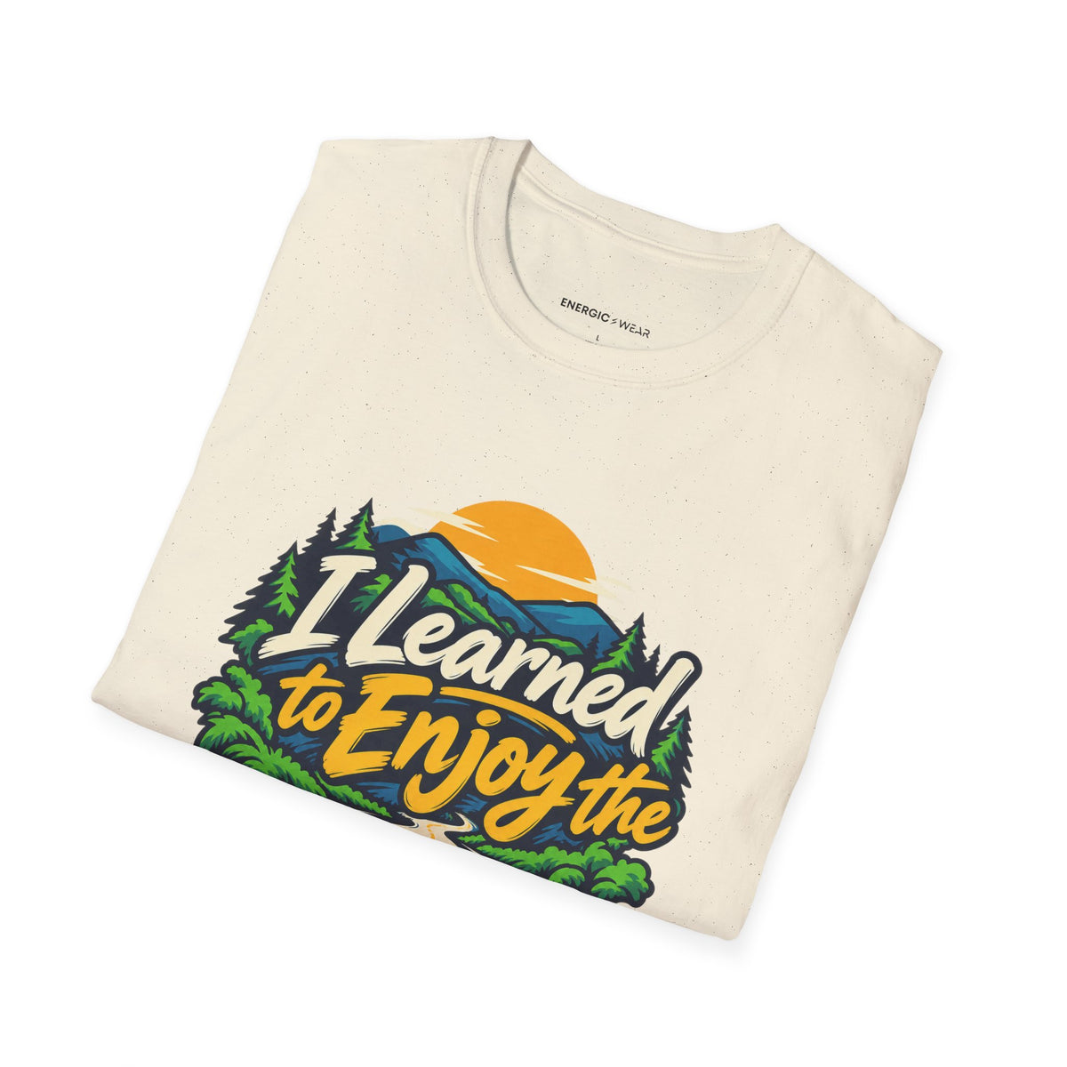 Graphic fitness T-shirt featuring the "I Learned to Enjoy the Middle Mile" design.