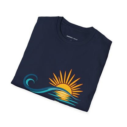 Graphic fitness T-shirt featuring the "A Longer Exhale a Wider Horizon" design.