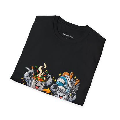 Graphic fitness T-shirt featuring the "The Real Superset Is Cooking and Dishes" design.