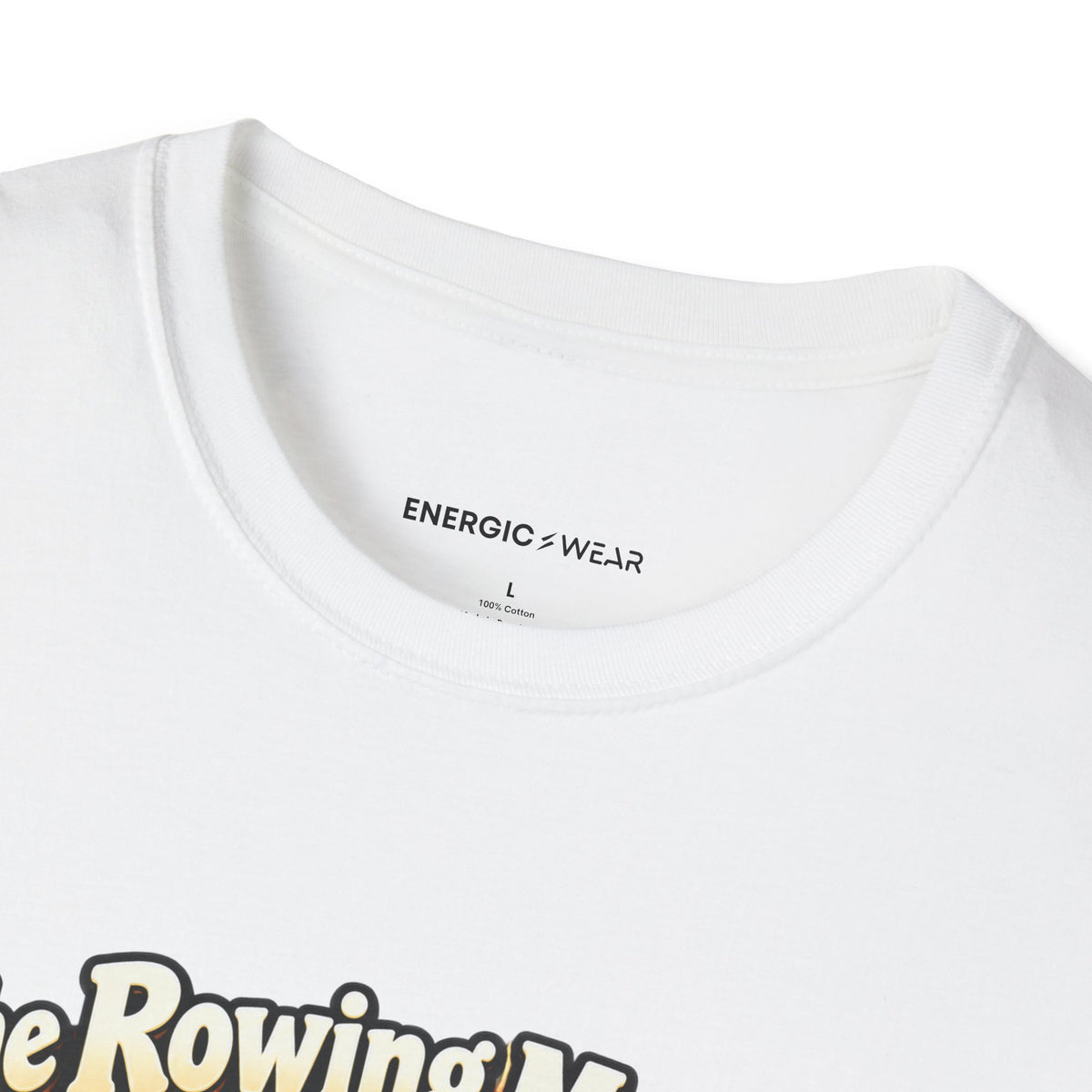 Graphic fitness T-shirt featuring the "The Rowing Machine Has Main-Character Energy" design.