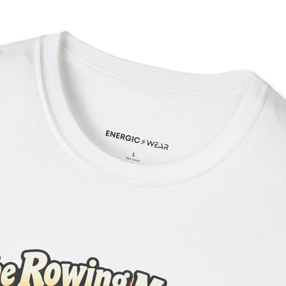 Graphic fitness T-shirt featuring the "The Rowing Machine Has Main-Character Energy" design.