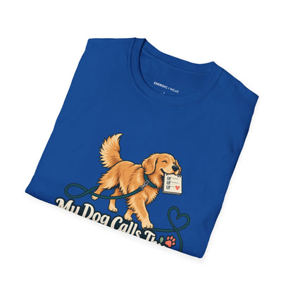 Graphic fitness T-shirt featuring the "My Dog Calls This the Daily Fitness Meeting" design.