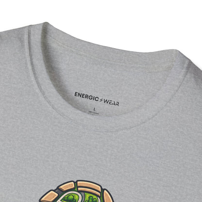 Graphic fitness T-shirt featuring the "My Walking Shoes Know the Neighborhood" design.