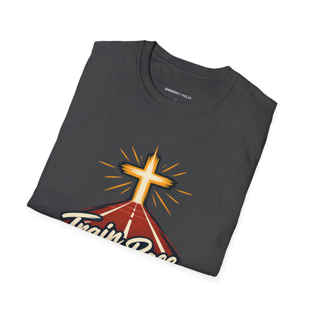 Graphic fitness T-shirt featuring the "Train for the Race Live for the Calling" design.