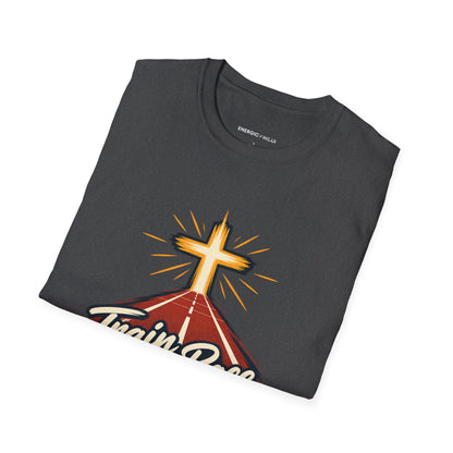 Graphic fitness T-shirt featuring the "Train for the Race Live for the Calling" design.