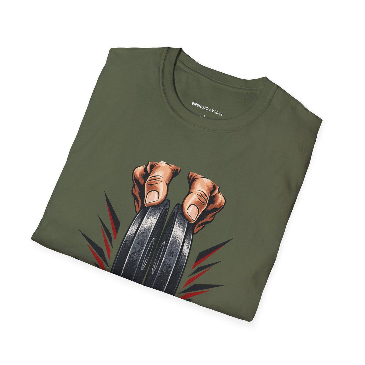 Graphic fitness T-shirt featuring the "Plate Pinch, Patient Hands" design.