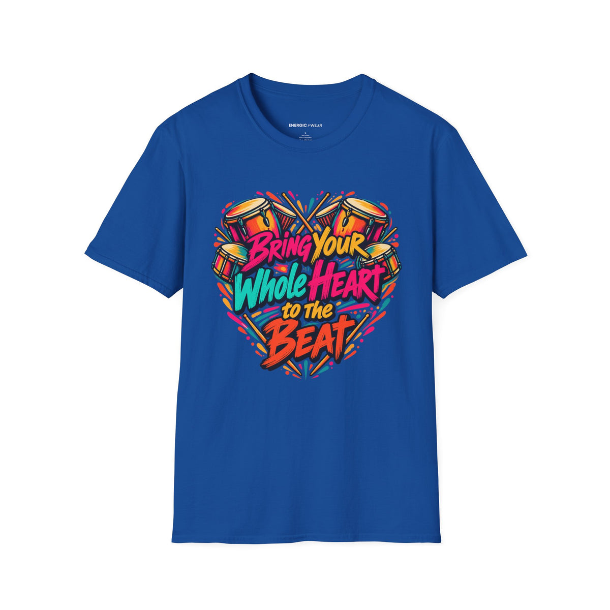 Graphic fitness T-shirt featuring the "Bring Your Whole Heart to the Beat" design.