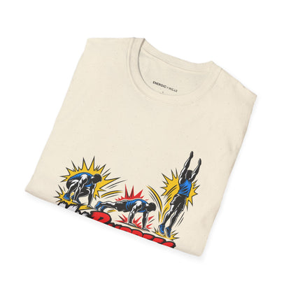 Graphic fitness T-shirt featuring the "My Burpees Come With Sound Effects" design.