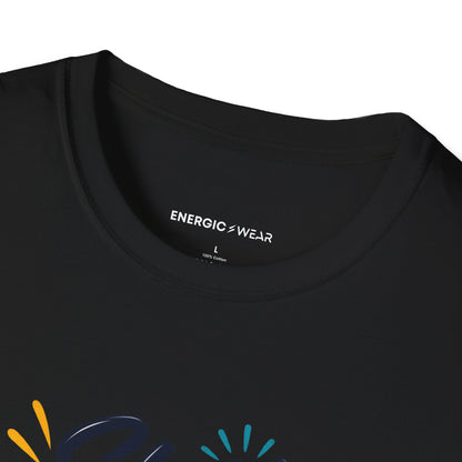 Graphic fitness T-shirt featuring the "She Measures Progress in Possibilities" design.