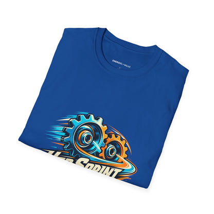 Graphic fitness T-shirt featuring the "Her Sprint Has a Second Gear" design.