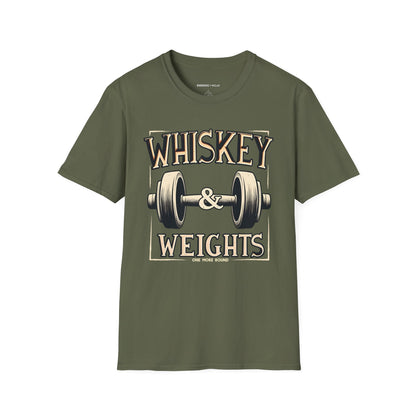 Whiskey & Weights One More Round! TShirt – Funny Fitness Gym Shirt
