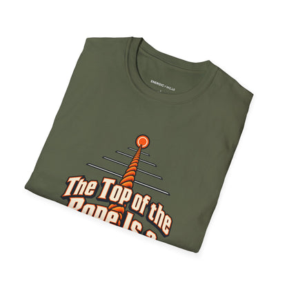 Graphic fitness T-shirt featuring the "The Top of the Rope Is a Perspective" design.