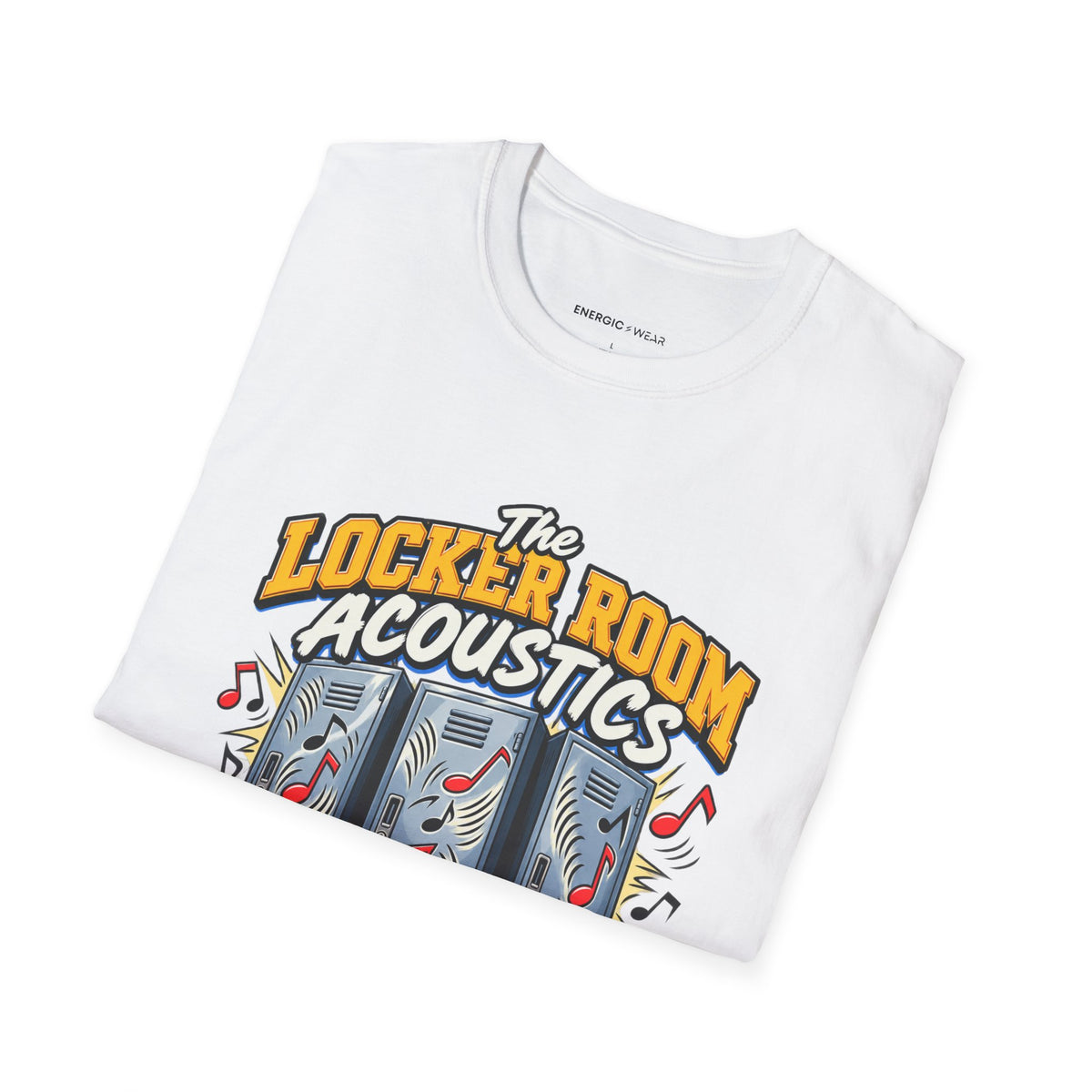 Graphic fitness T-shirt featuring the "The Locker Room Acoustics Deserve Better Than My Singing" design.