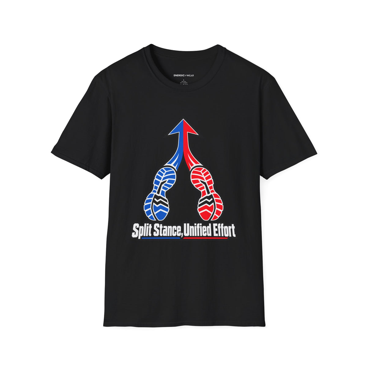Graphic fitness T-shirt featuring the "Split Stance Unified Effort" design.