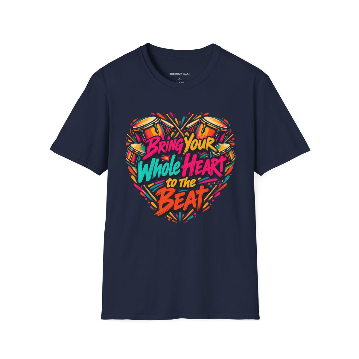Graphic fitness T-shirt featuring the "Bring Your Whole Heart to the Beat" design.