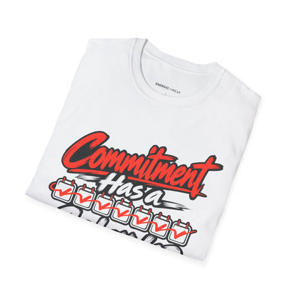 Graphic fitness T-shirt featuring the "Commitment Has a Calendar" design.