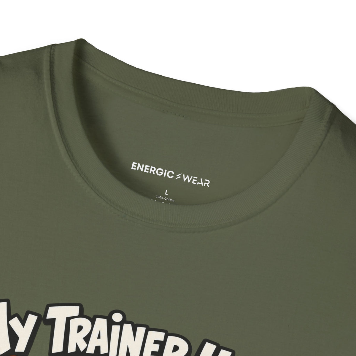 Graphic fitness T-shirt featuring the "My Trainer Uses Creative Mathematics" design.