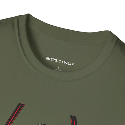 Graphic fitness T-shirt featuring the "Rings Ask Every Muscle to Listen" design.
