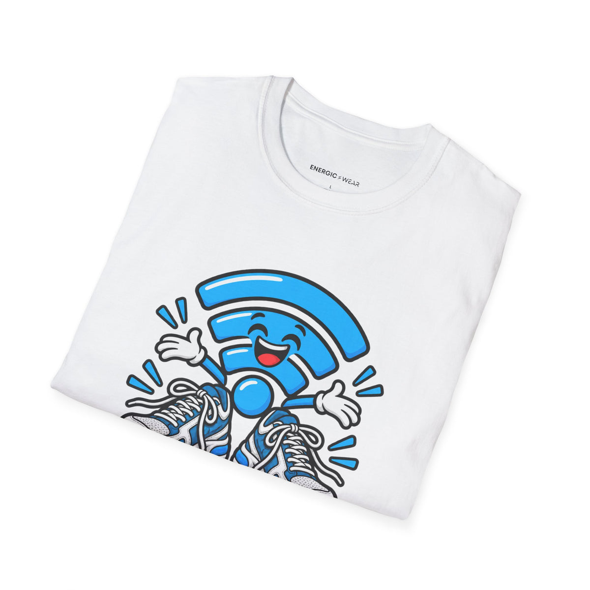 Graphic fitness T-shirt featuring the "The Gym Wi-Fi Knows My Routine" design.