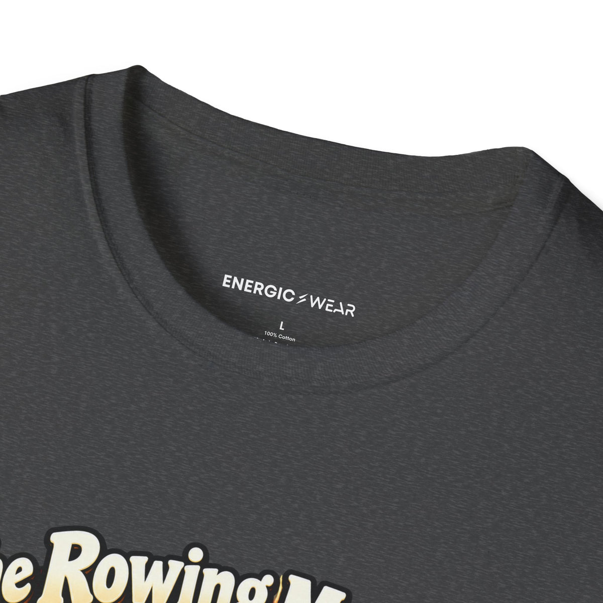 Graphic fitness T-shirt featuring the "The Rowing Machine Has Main-Character Energy" design.