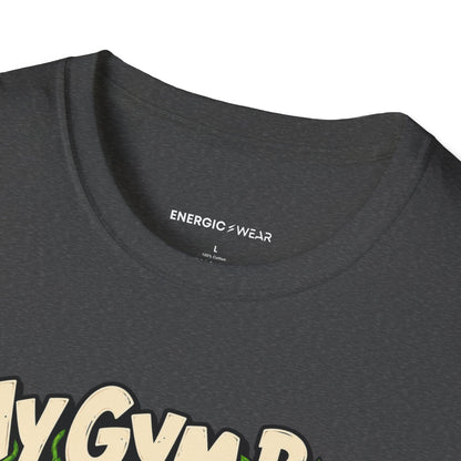 Graphic fitness T-shirt featuring the "My Gym Bag Has Its Own Ecosystem" design.