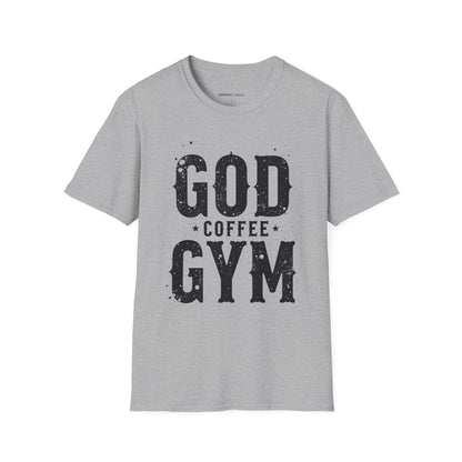 God, Coffee and Gym! Funny Faith & Fitness Tee