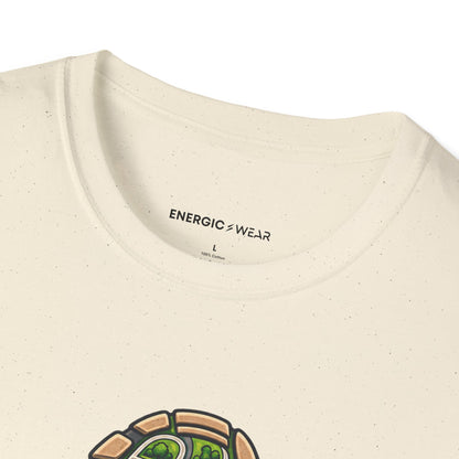 Graphic fitness T-shirt featuring the "My Walking Shoes Know the Neighborhood" design.