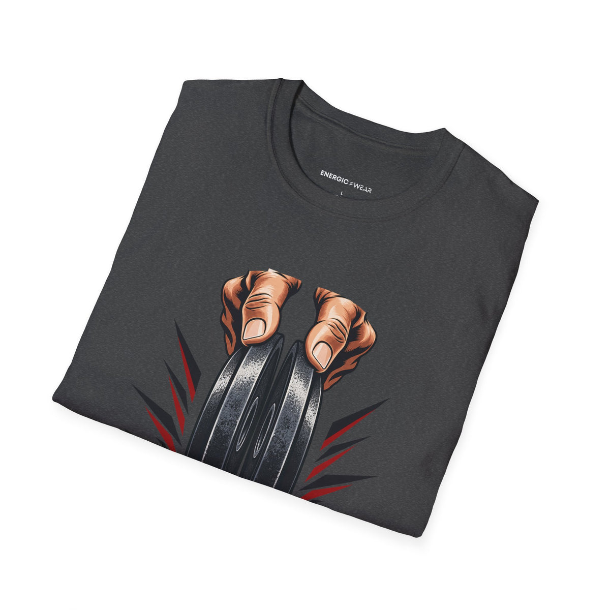 Graphic fitness T-shirt featuring the "Plate Pinch, Patient Hands" design.