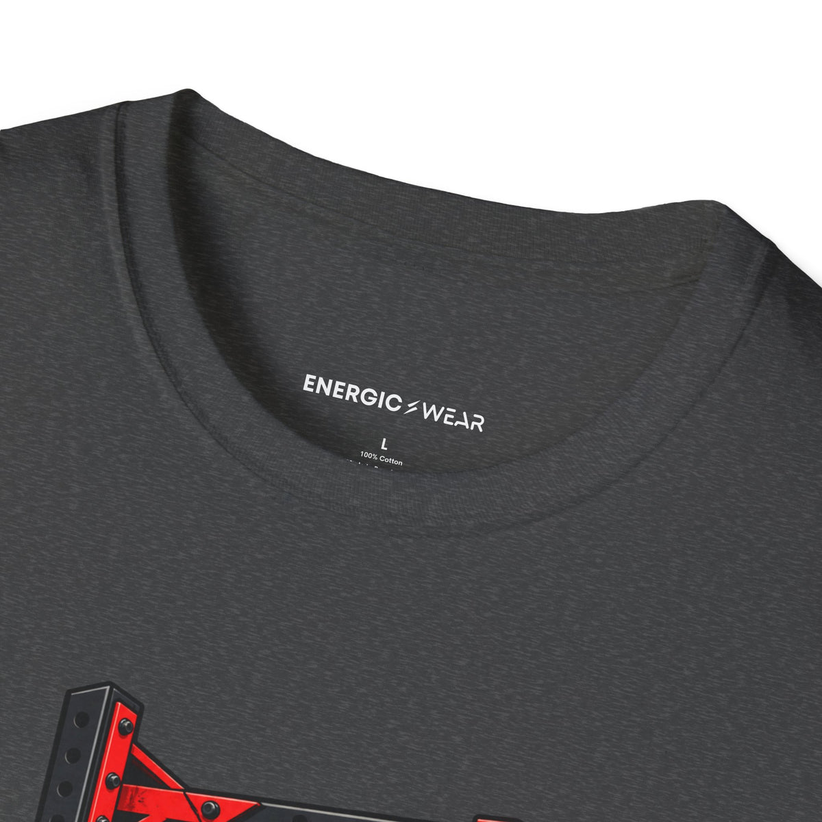 Graphic fitness T-shirt featuring the "Power Can Be Built One Side at a Time" design.
