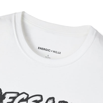 Graphic fitness T-shirt featuring the "Legs Like Jello, Spirit Like Steel" design.