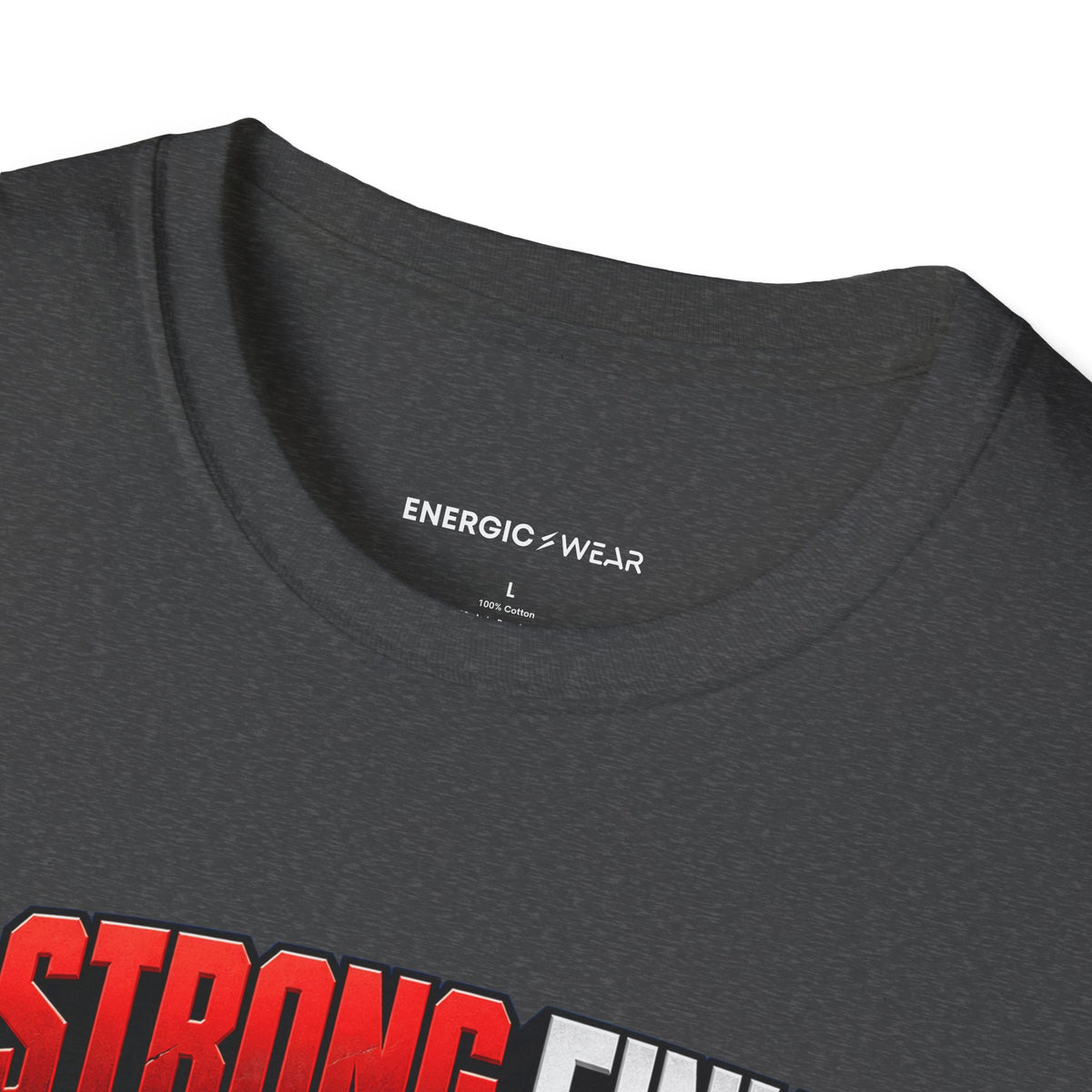 Graphic fitness T-shirt featuring the "A Strong Finish Starts With a Stable Middle" design.