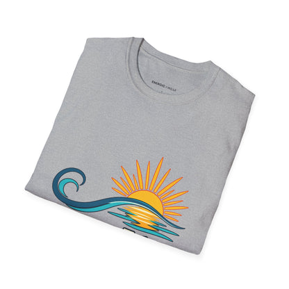 Graphic fitness T-shirt featuring the "A Longer Exhale a Wider Horizon" design.