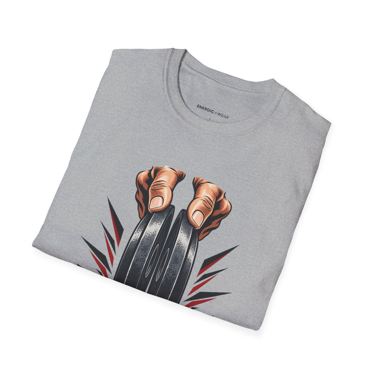 Graphic fitness T-shirt featuring the "Plate Pinch, Patient Hands" design.