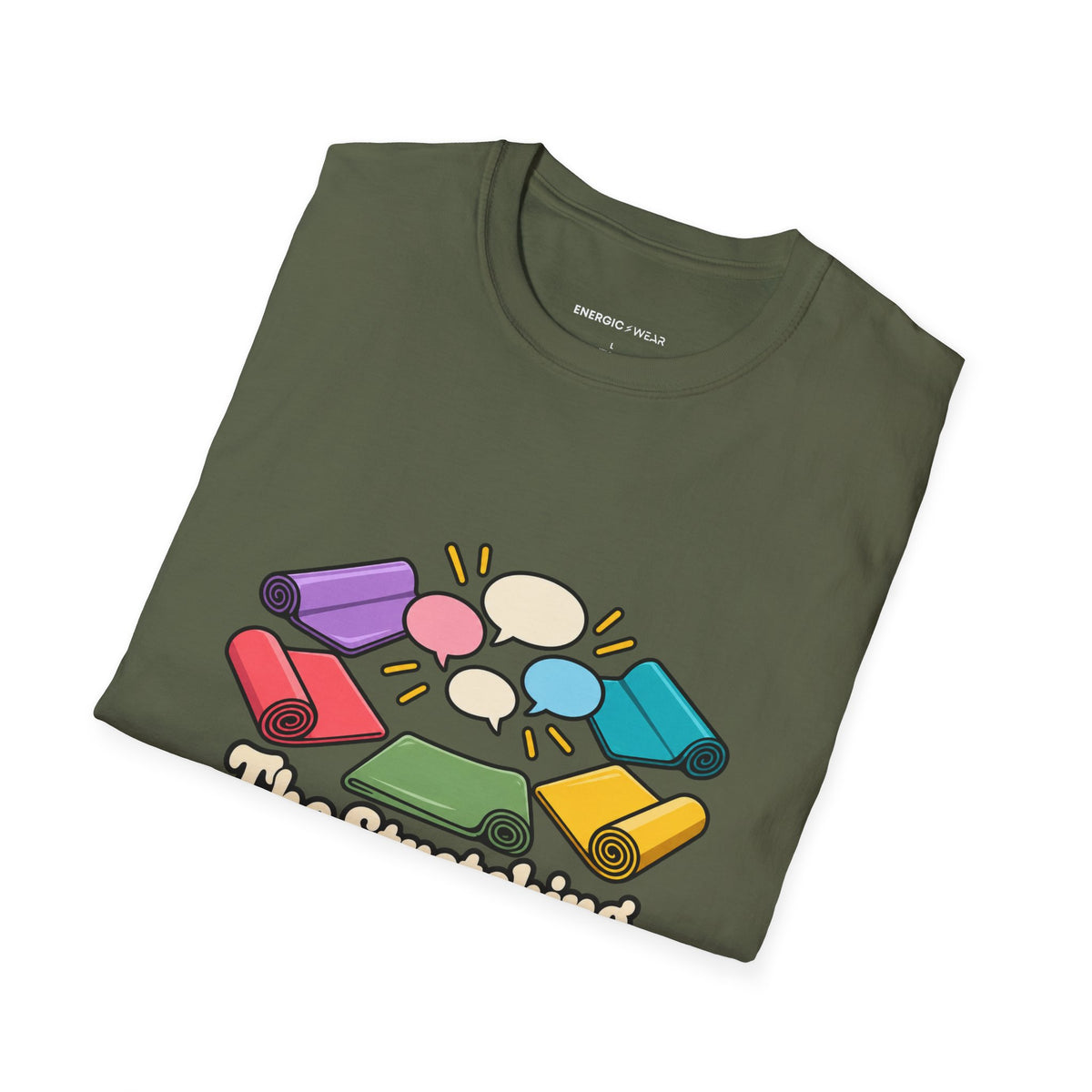 Graphic fitness T-shirt featuring the "The Stretching Area Became My Social Circle" design.