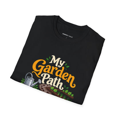 Graphic fitness T-shirt featuring the "My Garden Path Counts Toward My Day" design.