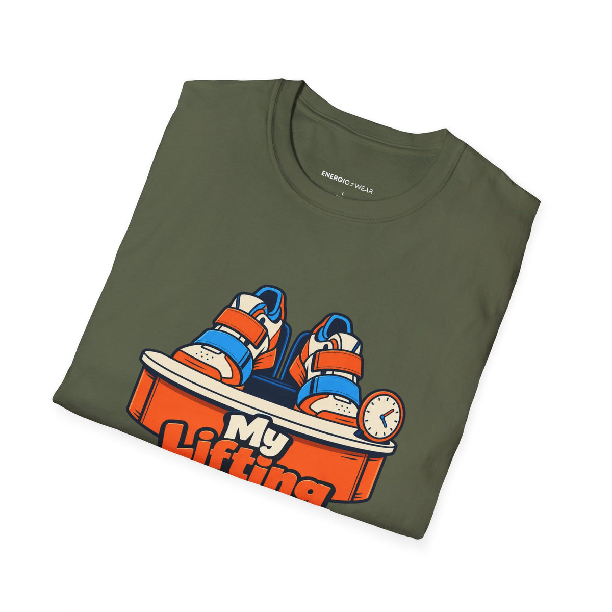Graphic fitness T-shirt featuring the "My Lifting Shoes Have Office Hours" design.