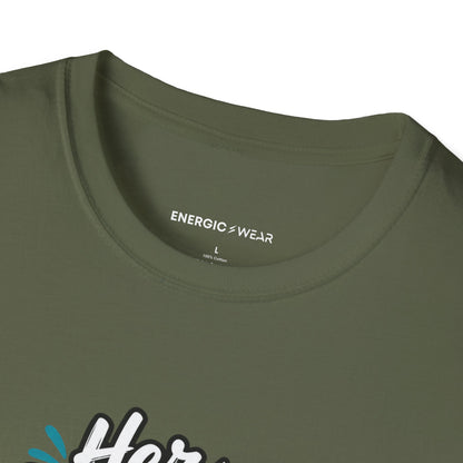 Graphic fitness T-shirt featuring the "Her Gym Bag Goes Beside the Car Seat" design.