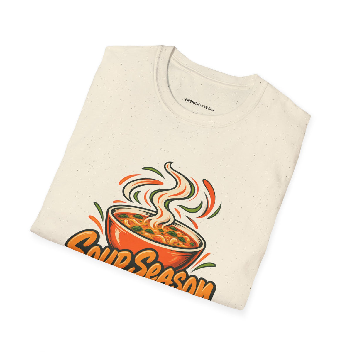 Graphic fitness T-shirt featuring the "Soup Season Meets Sweat Season" design.