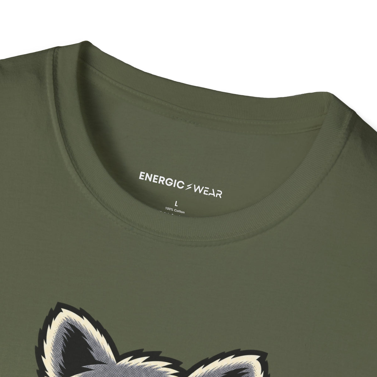 Graphic fitness T-shirt featuring the "Muscular Raccoon" design.