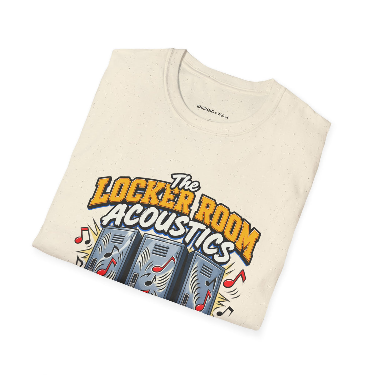 Graphic fitness T-shirt featuring the "The Locker Room Acoustics Deserve Better Than My Singing" design.