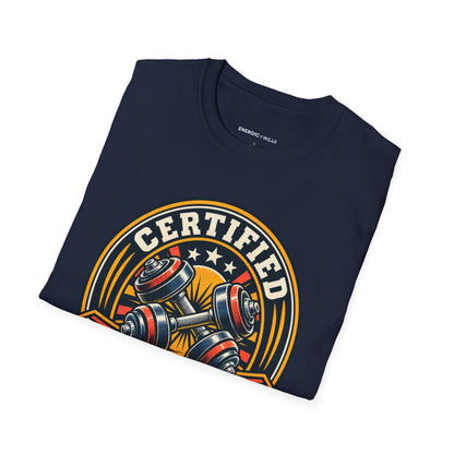 Graphic fitness T-shirt featuring the "Certified to Show Up" design.