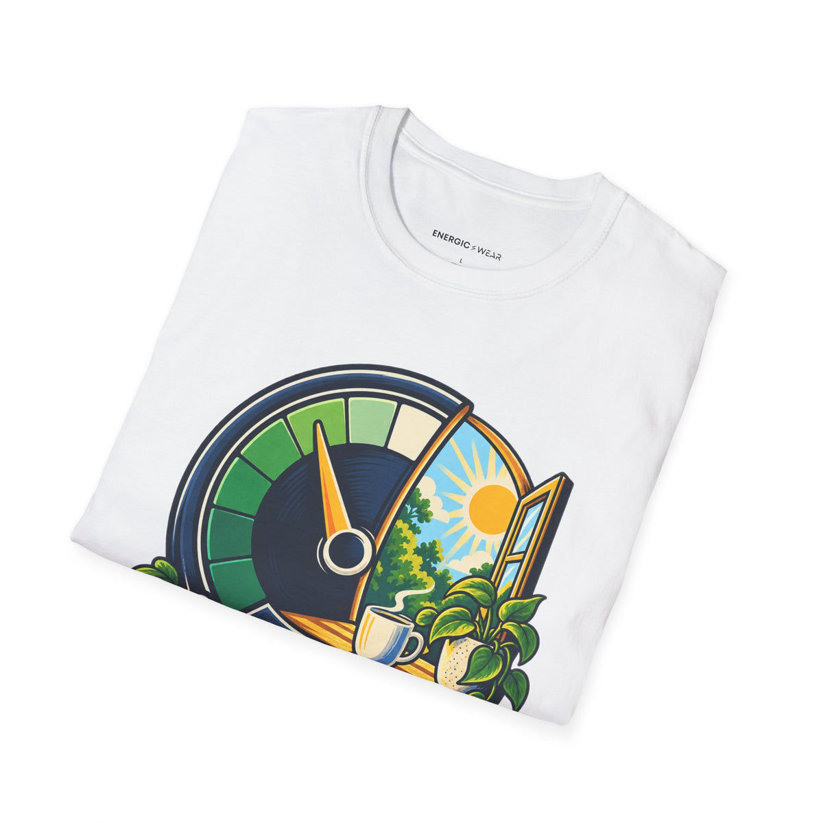 Graphic fitness T-shirt featuring the "Leave Some Energy for Living" design.