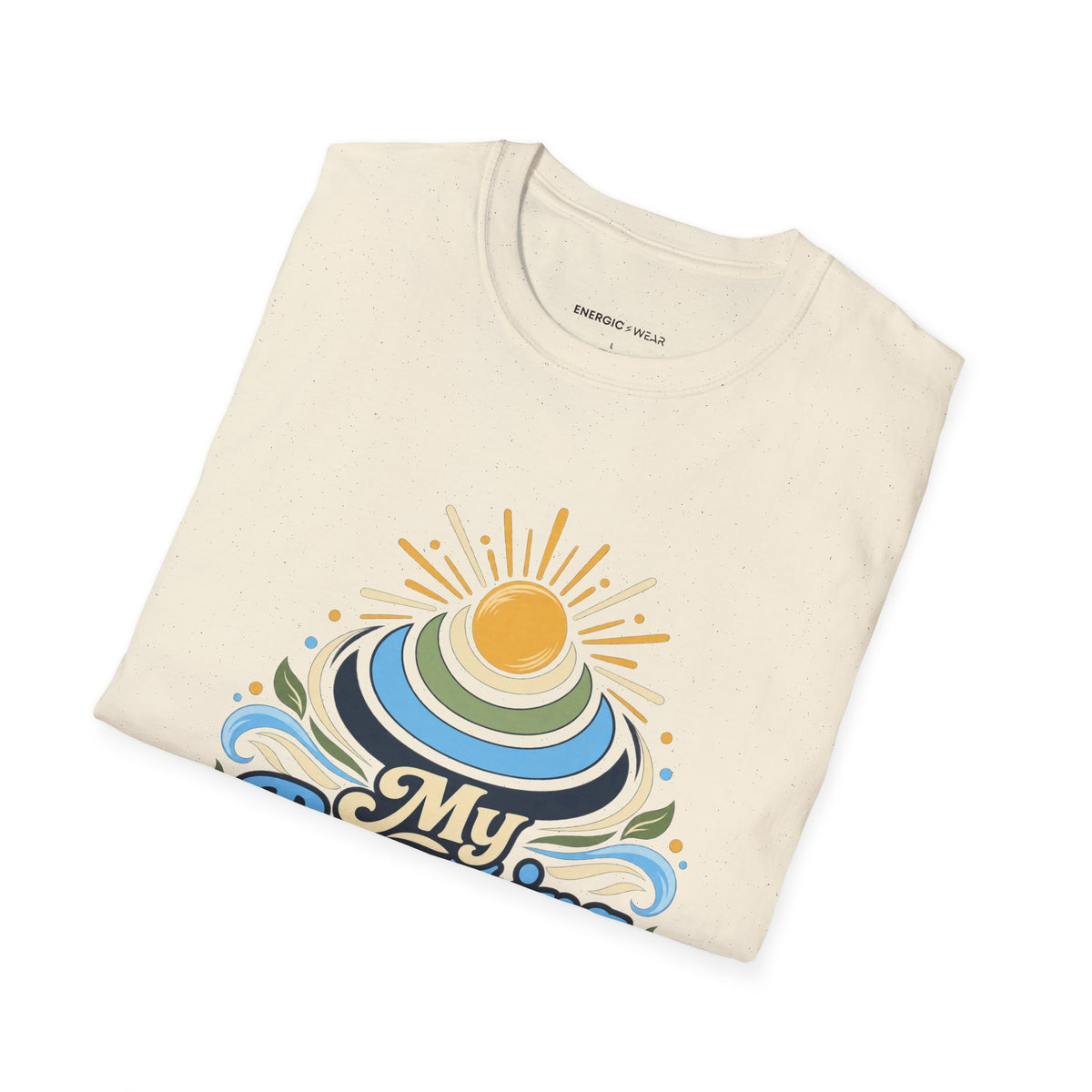 Graphic fitness T-shirt featuring the "My Breathing Sets the Tempo" design.