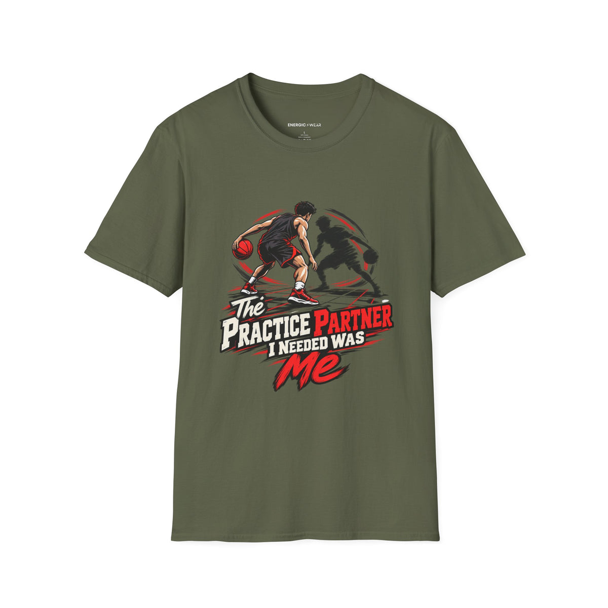 Graphic fitness T-shirt featuring the "The Practice Partner I Needed Was Me" design.