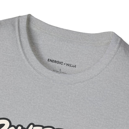 Graphic fitness T-shirt featuring the "Powered by Coffee, Sarcasm and Squats" design.